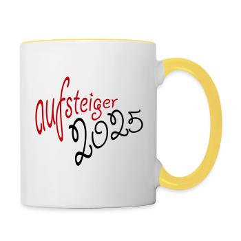 Aufsteiger 2025 Aufstieg - Tasse zweifarbig - Weiß/Gelb - Rechts