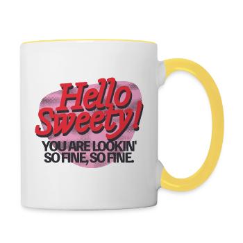 Hello Sweety! – Flirty Retro Vibes - Contrasting Mug - white/yellow - Right