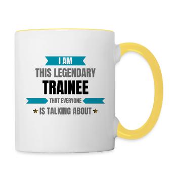 Trainee is legendary - Contrasting Mug - white/yellow - Right