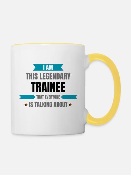 Trainee is legendary - Tasse zweifarbig - Weiß/Gelb