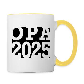 Opa 2025 - Tasse zweifarbig - Weiß/Gelb - Rechts