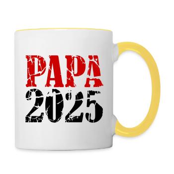 Papa 2025 - Tasse zweifarbig - Weiß/Gelb - Rechts