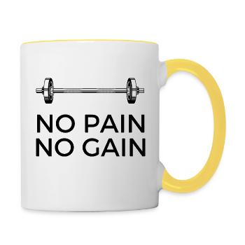 Pas de douleur, pas de gain - avec du poids - Mug contrasté - blanc/jaune - Droite