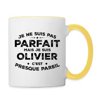 Olivier Un Prénom, Une Attitude L’Humour Olivier - Mug contrasté - blanc/jaune - Droite