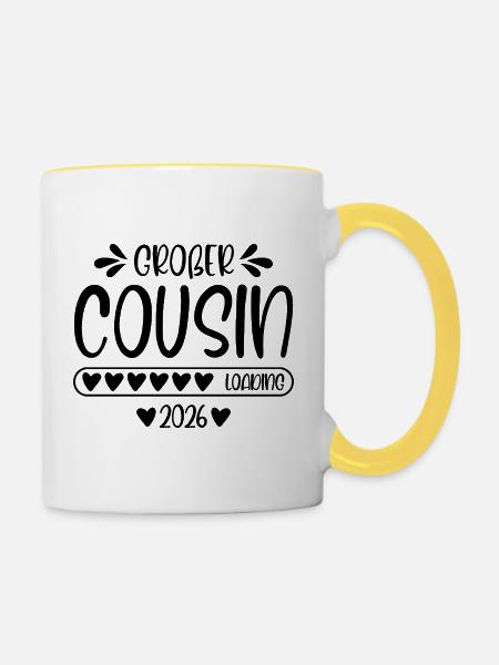 Großer Cousin 2026 loading - Tasse zweifarbig - Weiß/Gelb