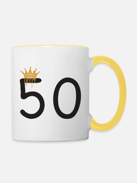 50 - Tasse zweifarbig - Weiß/Gelb