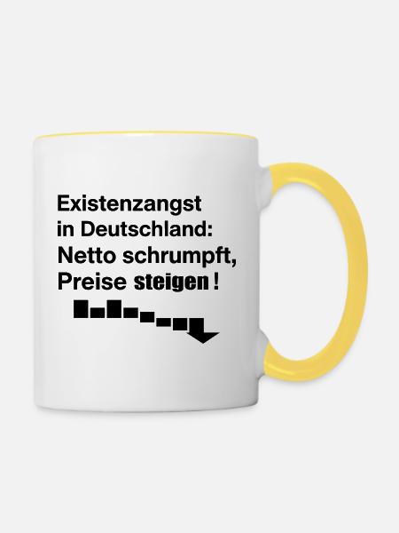 Existenzangst in Deutschland - Tasse zweifarbig - Weiß/Gelb