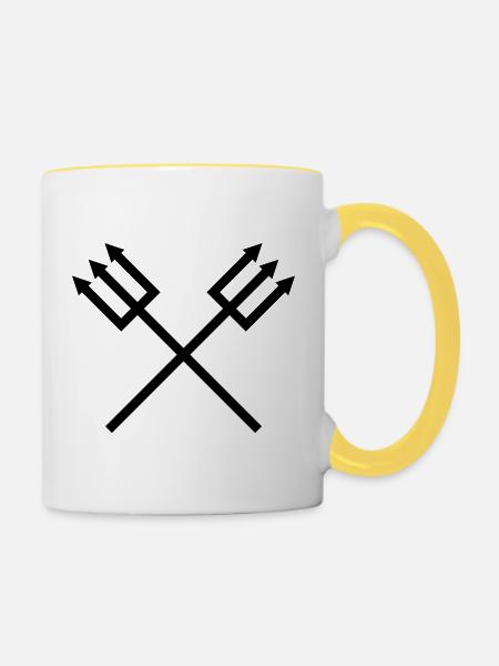 Dreizack - Tasse zweifarbig - Weiß/Gelb
