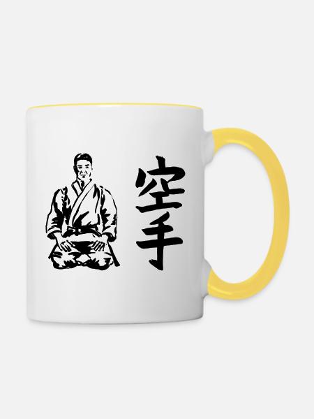 Karate - Tasse zweifarbig - Weiß/Gelb