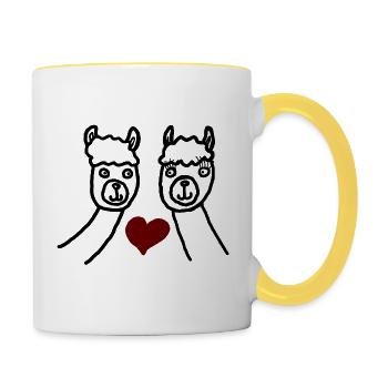 Alpaca Couple - Contrasting Mug - white/yellow - Right