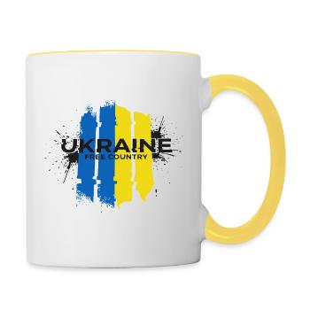 Ukraine Free Country Flag Art - Contrasting Mug - white/yellow - Right