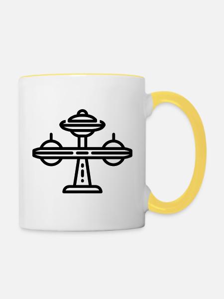 Raumstation - Tasse zweifarbig - Weiß/Gelb
