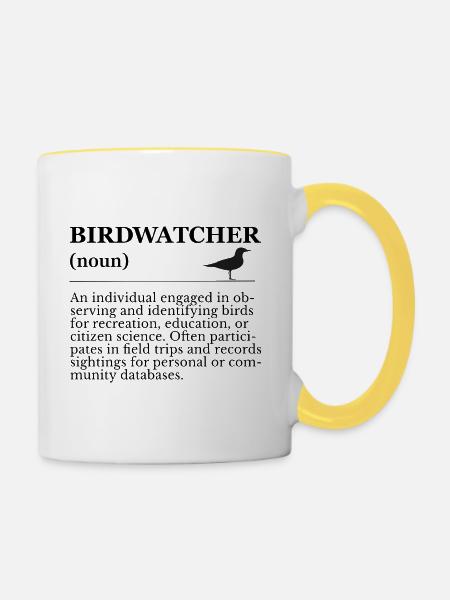 Birdwatcher Definition - Vogelbeobachtung - Tasse zweifarbig - Weiß/Gelb