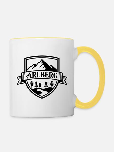  Arlberg - Souvenir Design - Tasse zweifarbig - Weiß/Gelb