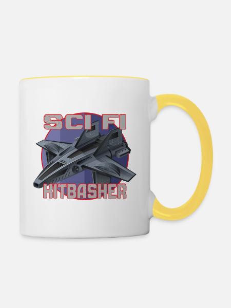 SciFi Kitbasher Jet Design - Tasse zweifarbig - Weiß/Gelb