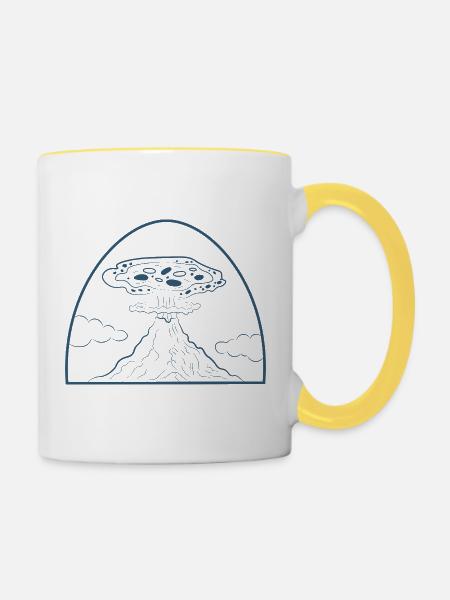 Pizza Vulcano - Tasse zweifarbig - Weiß/Gelb