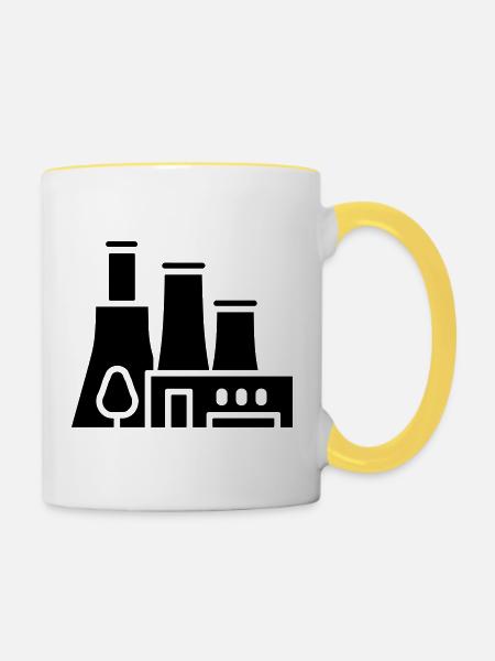 Umweltfreundliche Fabrik - Tasse zweifarbig - Weiß/Gelb