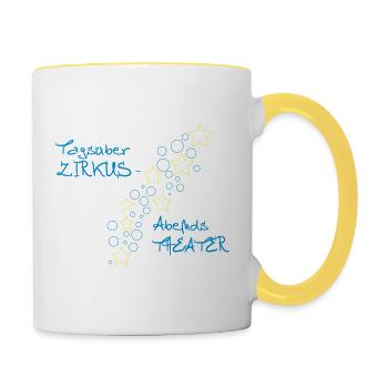 Cirque en journée – théâtre le soir - Mug contrasté - blanc/jaune - Droite