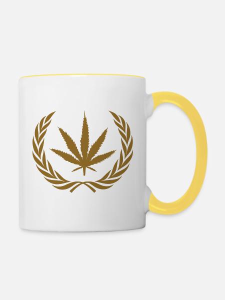 Cannabis – Weed – Legalisierung - Tasse zweifarbig - Weiß/Gelb