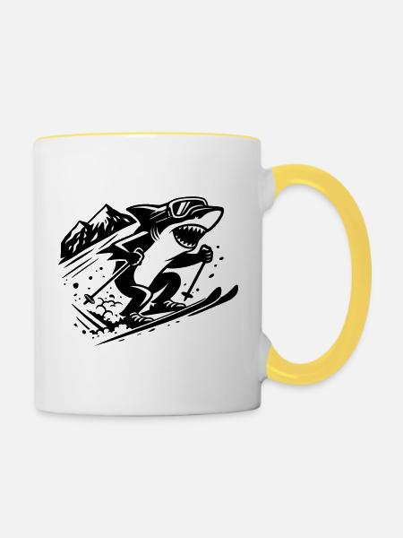 Ski Shark - Tasse zweifarbig - Weiß/Gelb