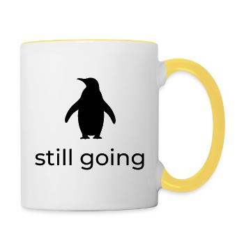 Still going - Nihilist Penguin Design - Tasse zweifarbig - Weiß/Gelb - Rechts