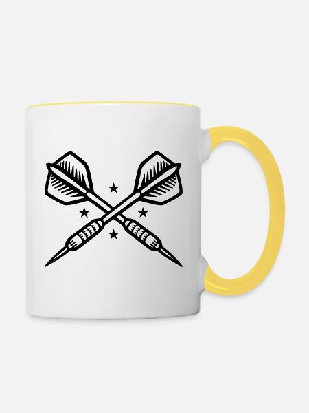 Dartpfeile Symbol - Tasse zweifarbig - Weiß/Gelb