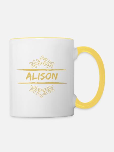 Geburtsname Alison - Tasse zweifarbig - Weiß/Gelb