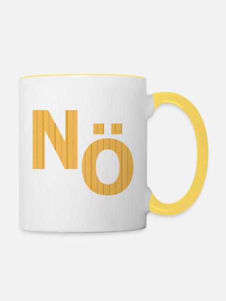 NÖ Nein, Dagegen  - Tasse zweifarbig - Weiß/Gelb