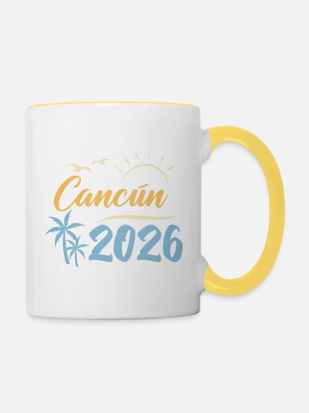 Cancun 2026 - Tasse zweifarbig - Weiß/Gelb