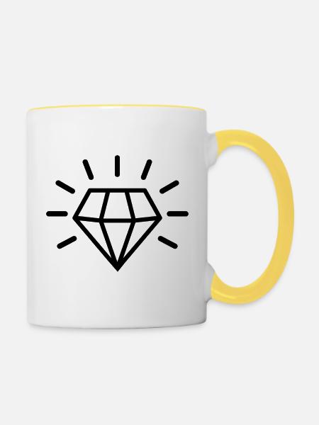Diamant - Tasse zweifarbig - Weiß/Gelb