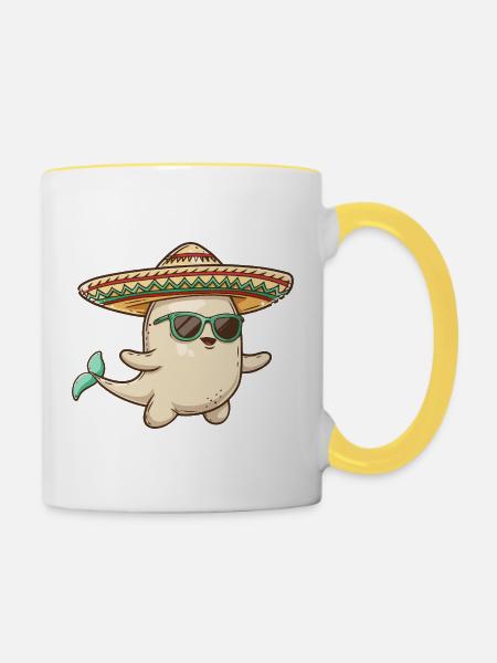 Wal Lustig Sombrero - Tasse zweifarbig - Weiß/Gelb