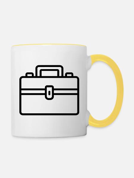Werkzeugkasten - Tasse zweifarbig - Weiß/Gelb