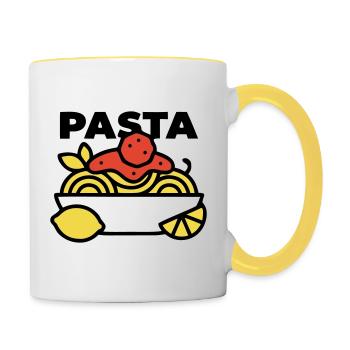 Pasta Schüssel Spaghetti Italien Foodie - Tasse zweifarbig - Weiß/Gelb - Rechts