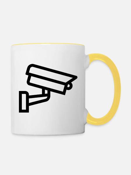 Kamera - Tasse zweifarbig - Weiß/Gelb