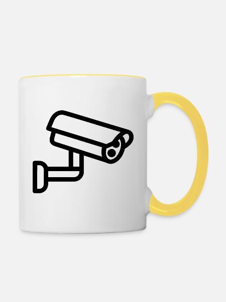 Kamera - Tasse zweifarbig - Weiß/Gelb