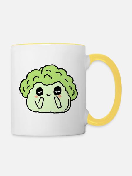Brokkoli - Tasse zweifarbig - Weiß/Gelb