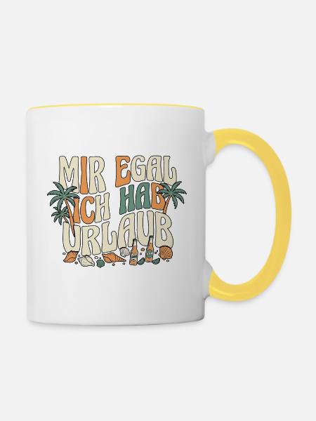 Bier Im Urlaub - Tasse zweifarbig - Weiß/Gelb