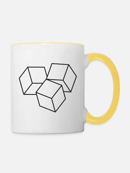 Isometrische Würfelgeometrie - Tasse zweifarbig - Weiß/Gelb