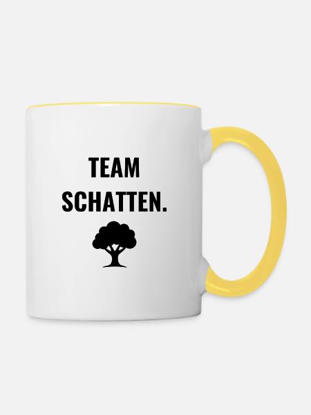 Team Schatten. - Tasse zweifarbig - Weiß/Gelb