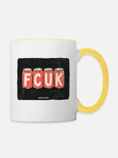 FCUK Cans Worldwide - Tasse zweifarbig - Weiß/Gelb