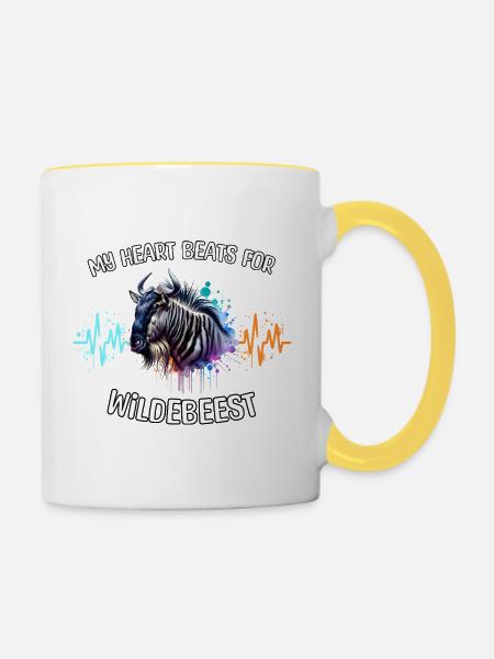Gnu Herzlinie - Tasse zweifarbig - Weiß/Gelb