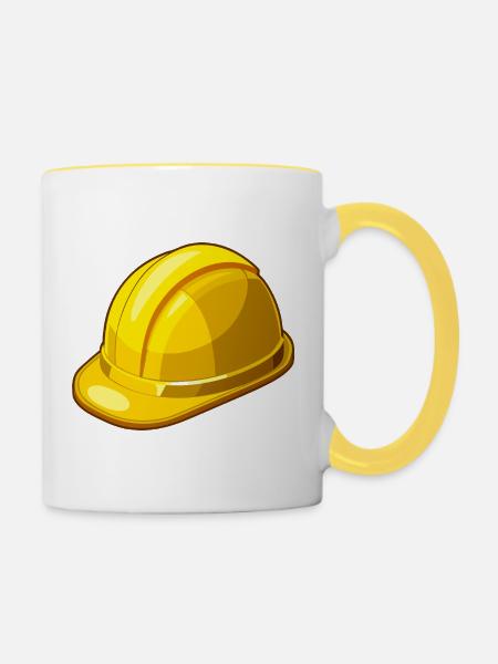 Gelber Schutzhelm - Tasse zweifarbig - Weiß/Gelb