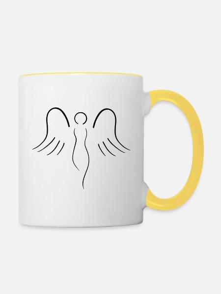 angel curvy black - Tasse zweifarbig - Weiß/Gelb