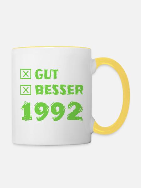 Besser 1992 - Tasse zweifarbig - Weiß/Gelb
