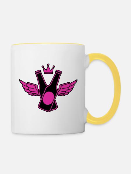 Bierflaschen Fluegel Logo - Tasse zweifarbig - Weiß/Gelb