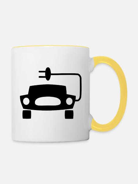 Elektrische Autos - Tasse zweifarbig - Weiß/Gelb