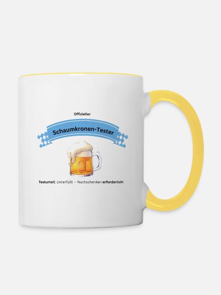 Schaumkronen Tester Bier - Tasse zweifarbig - Weiß/Gelb