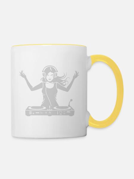 DJ Groove Dame - Tasse zweifarbig - Weiß/Gelb