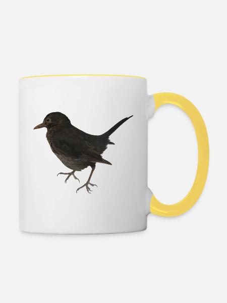 Amsel - Tasse zweifarbig - Weiß/Gelb