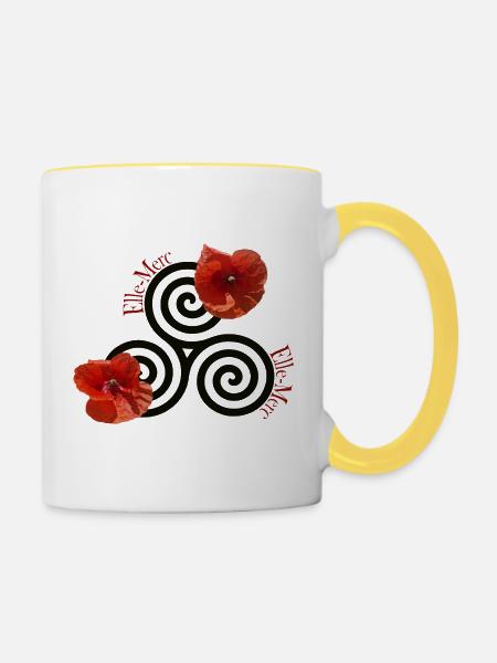 Celtic Mohn - Tasse zweifarbig - Weiß/Gelb